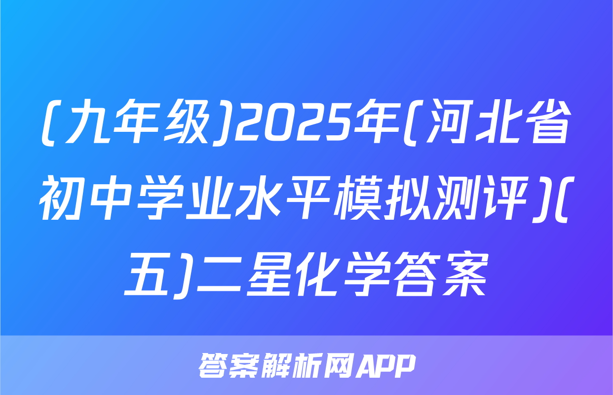 (九年级)2025年(河北省初中学业水平模拟测评)(五)二星化学答案