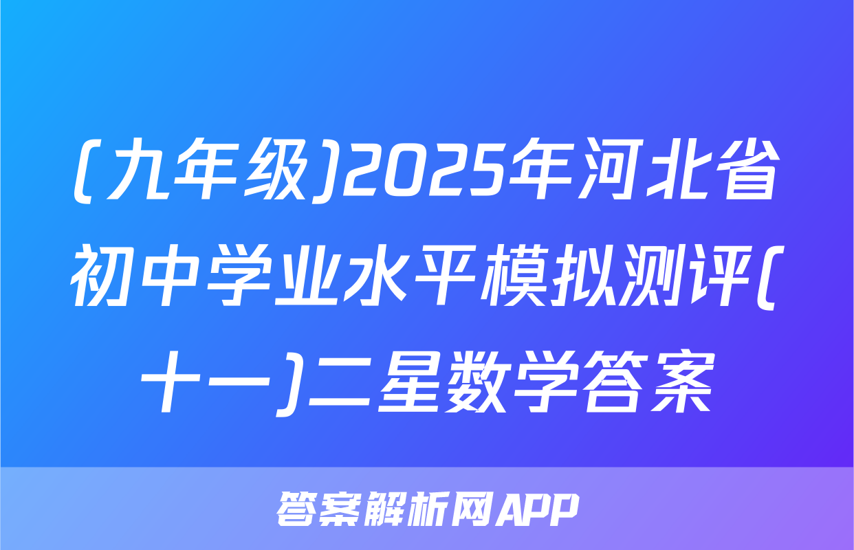 (九年级)2025年河北省初中学业水平模拟测评(十一)二星数学答案