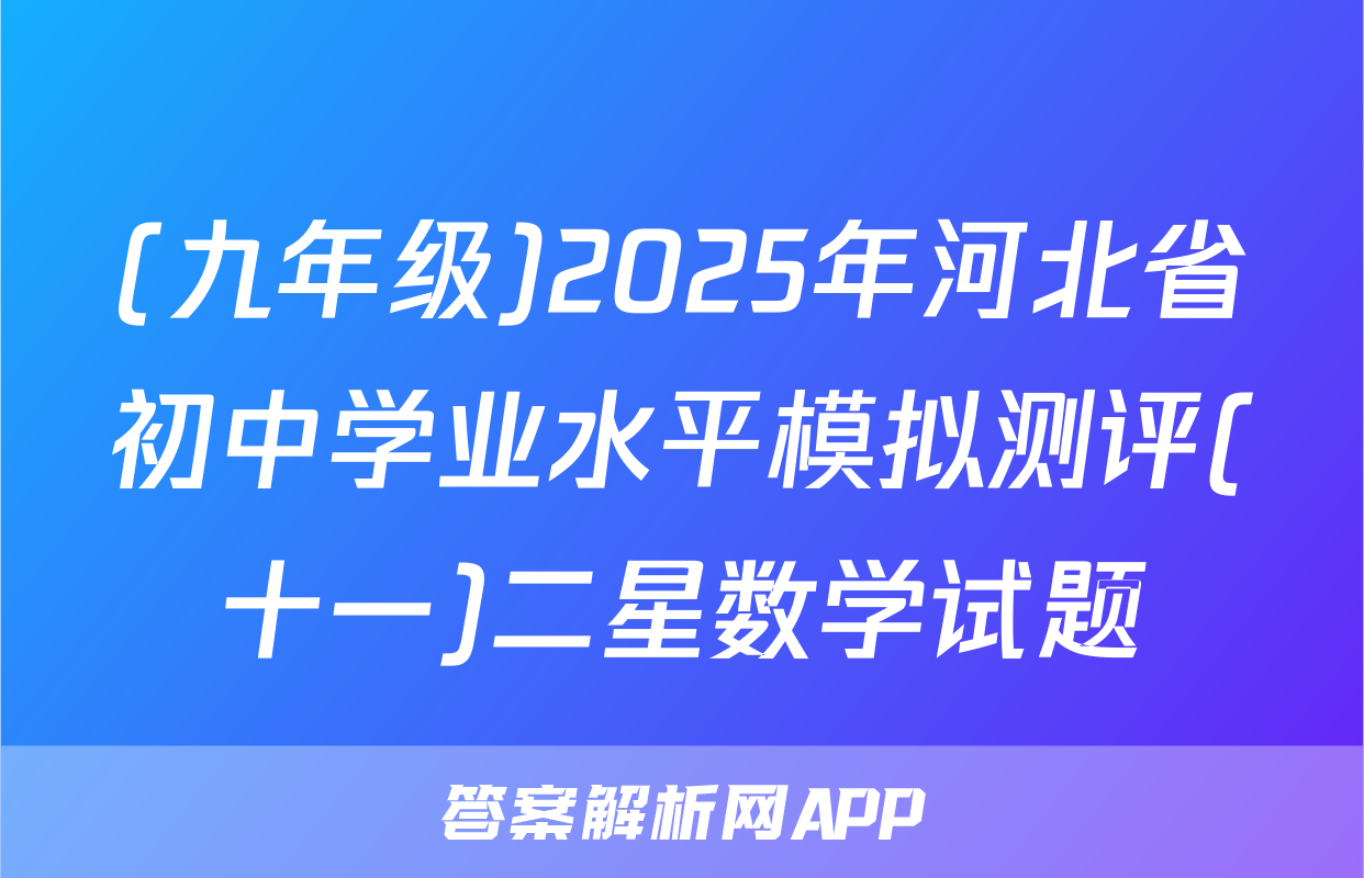 (九年级)2025年河北省初中学业水平模拟测评(十一)二星数学试题