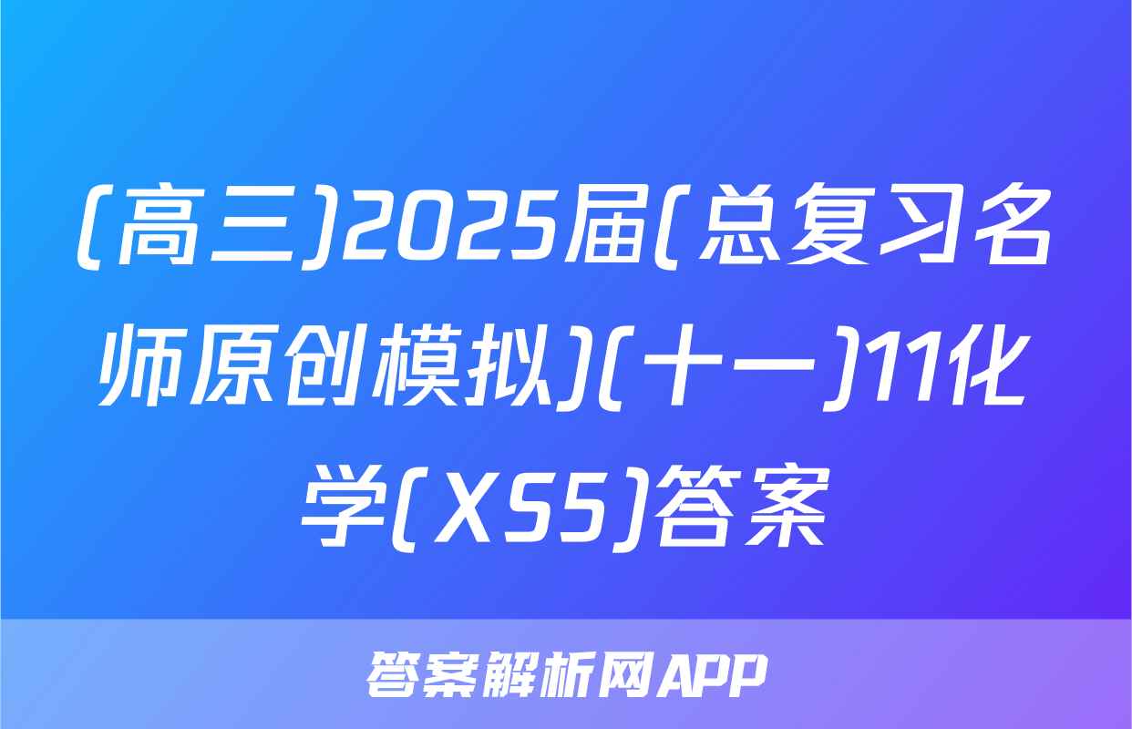 (高三)2025届(总复习名师原创模拟)(十一)11化学(XS5)答案
