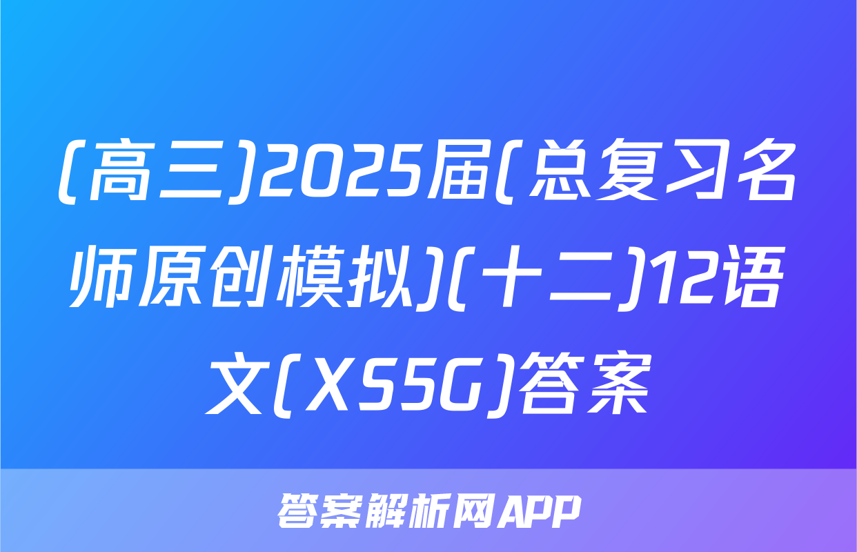 (高三)2025届(总复习名师原创模拟)(十二)12语文(XS5G)答案