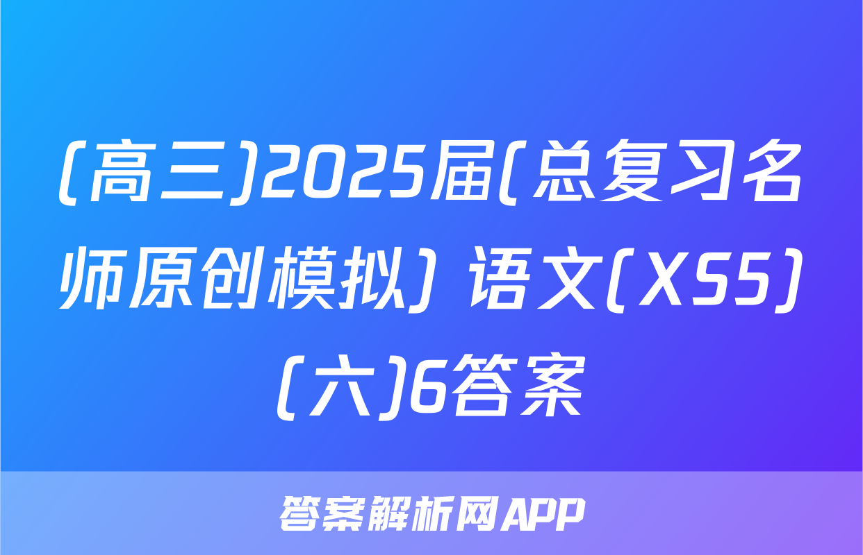 (高三)2025届(总复习名师原创模拟) 语文(XS5)(六)6答案