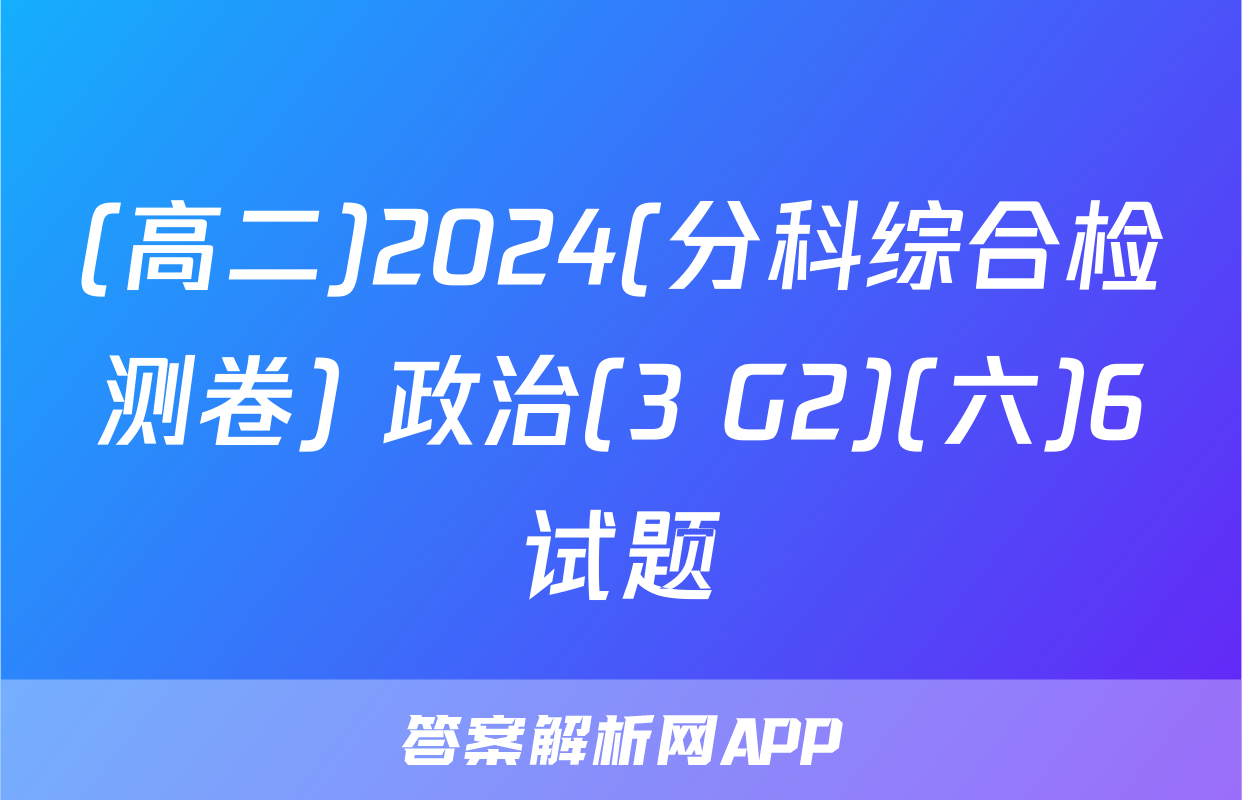 (高二)2024(分科综合检测卷) 政治(3 G2)(六)6试题