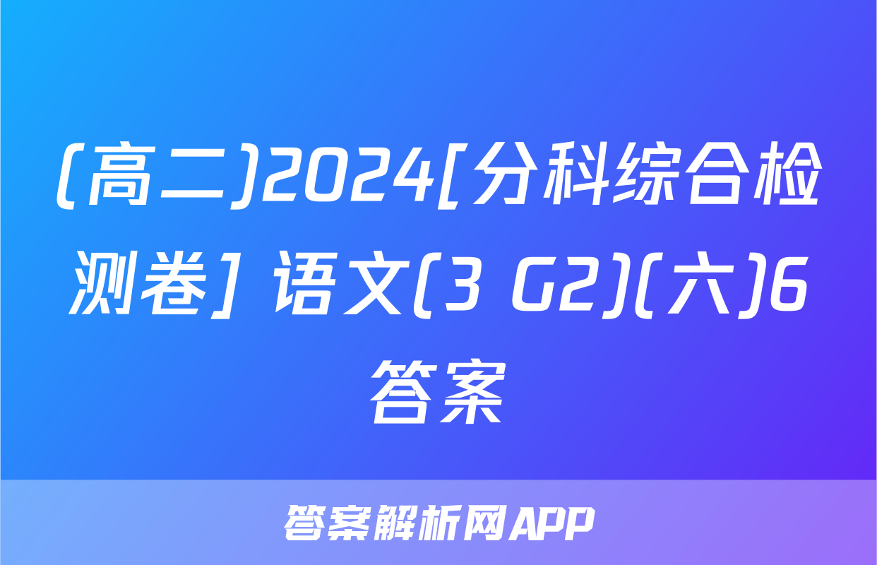 (高二)2024[分科综合检测卷] 语文(3 G2)(六)6答案