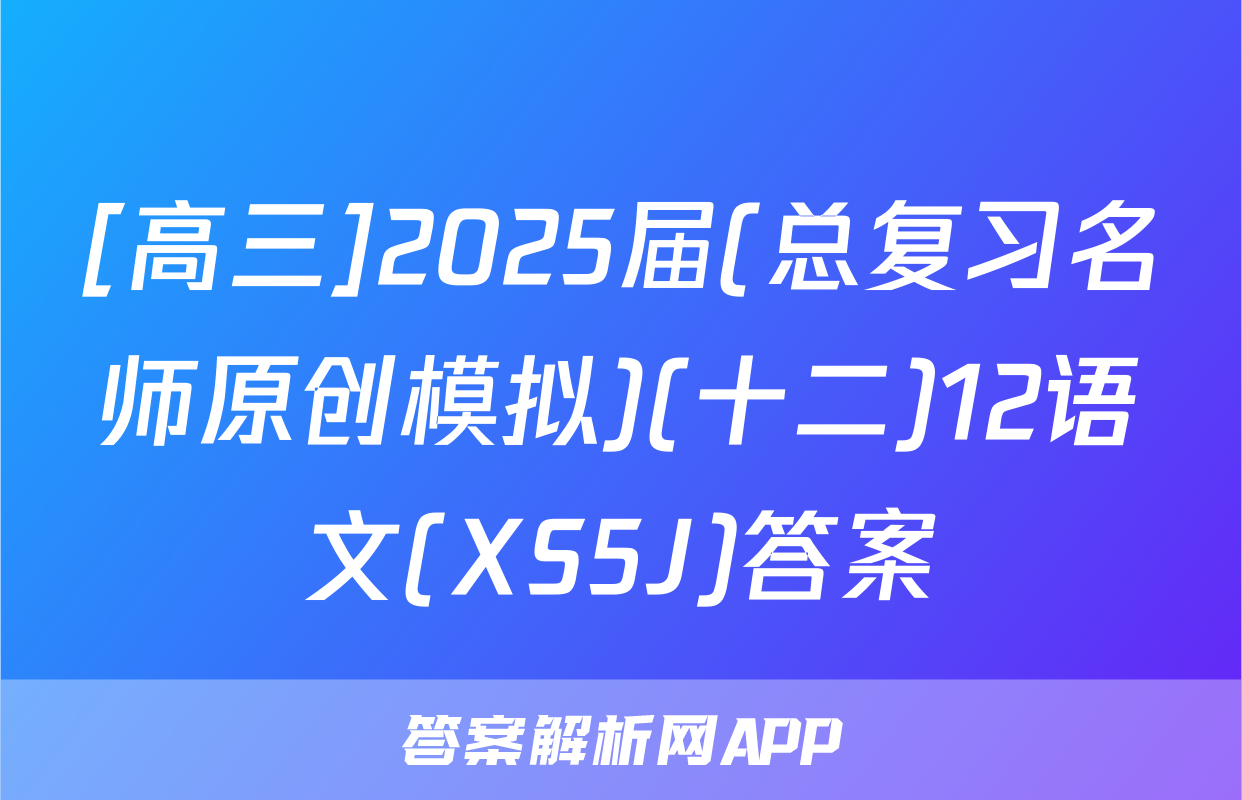 [高三]2025届(总复习名师原创模拟)(十二)12语文(XS5J)答案