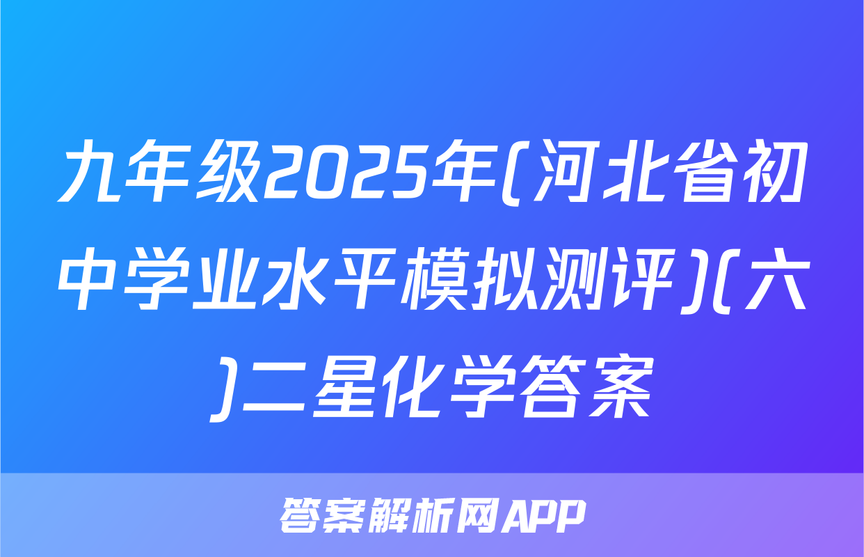 九年级2025年(河北省初中学业水平模拟测评)(六)二星化学答案