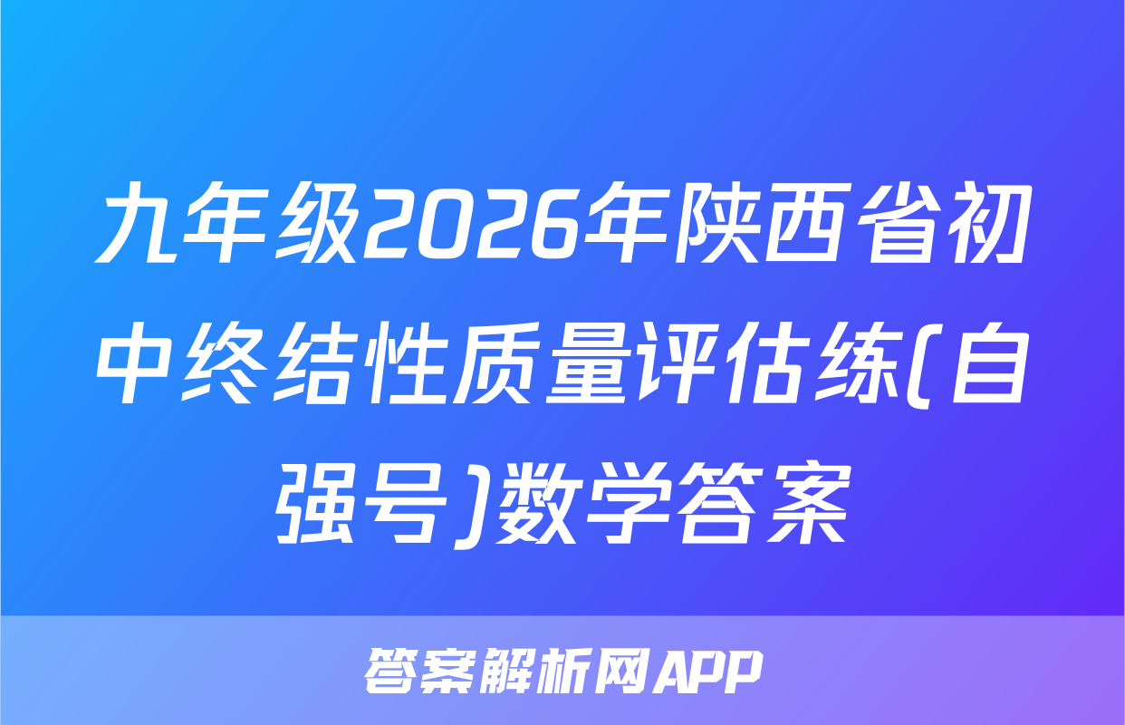 九年级2026年陕西省初中终结性质量评估练(自强号)数学答案