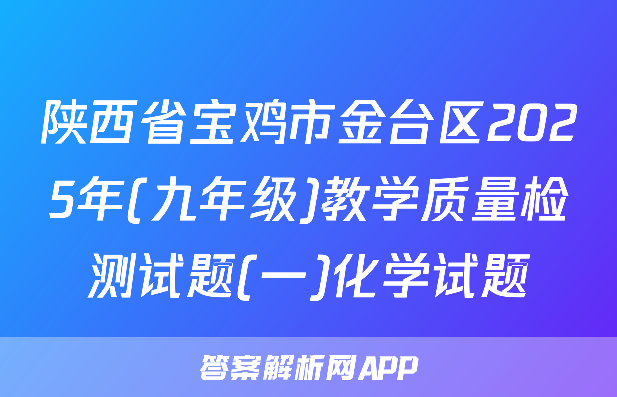 陕西省宝鸡市金台区2025年(九年级)教学质量检测试题(一)化学试题