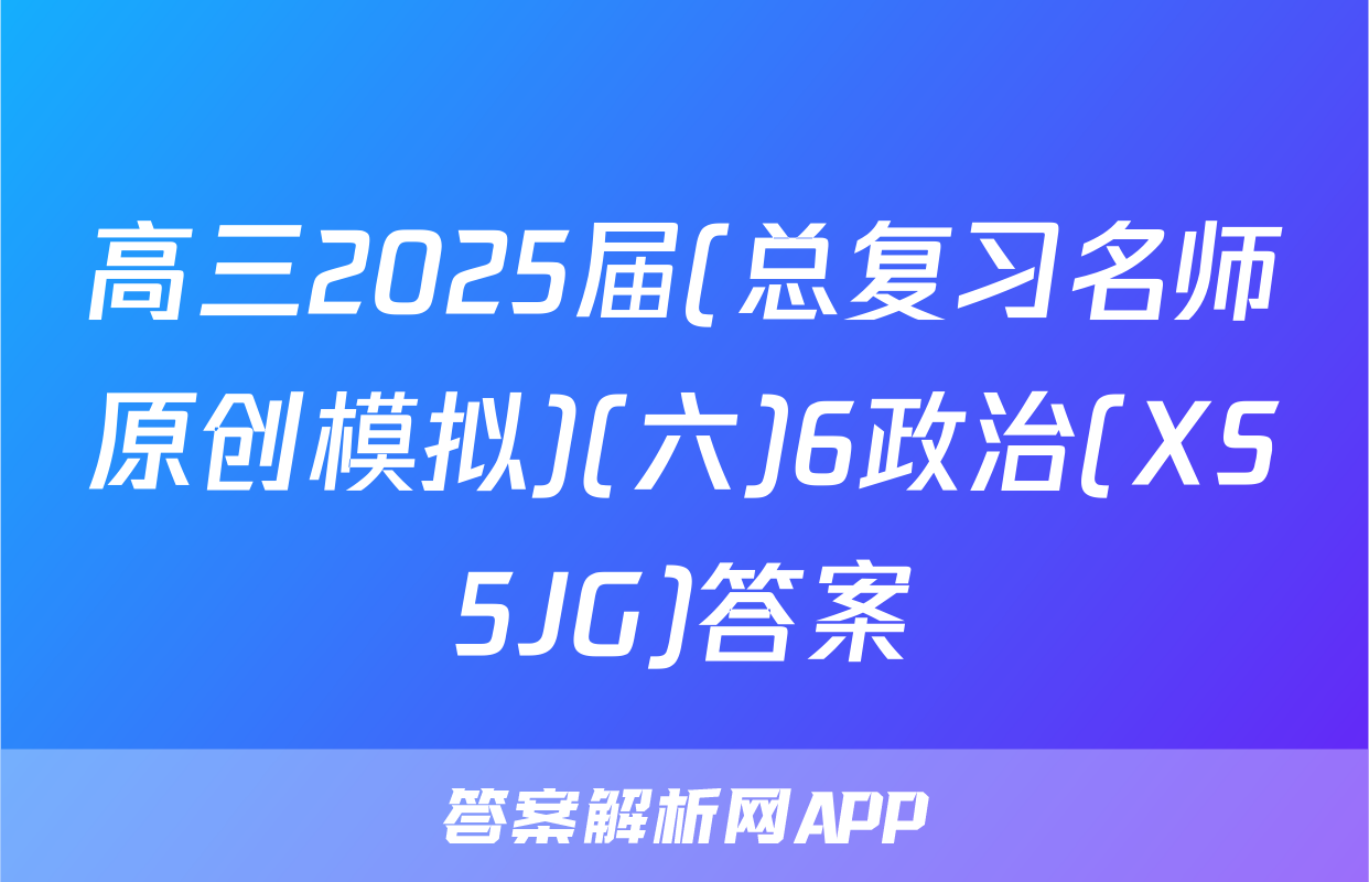 高三2025届(总复习名师原创模拟)(六)6政治(XS5JG)答案