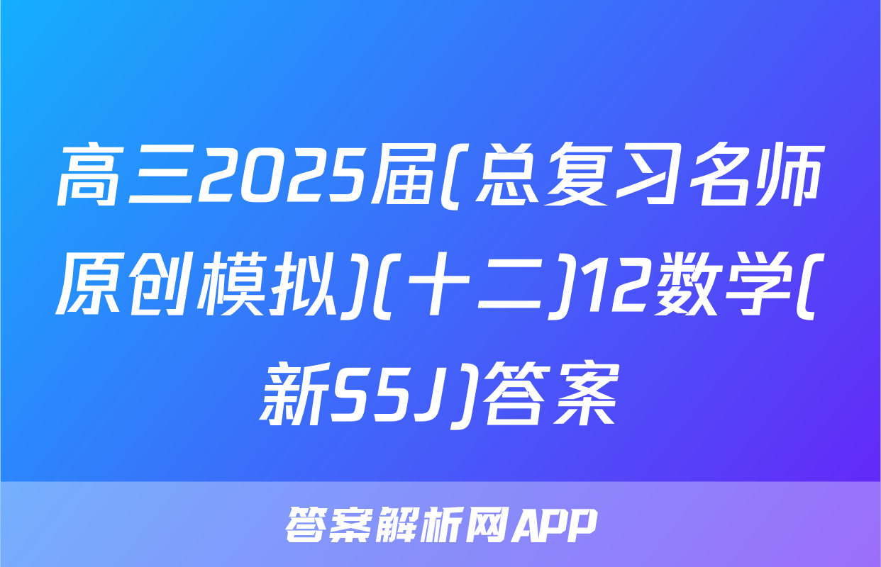 高三2025届(总复习名师原创模拟)(十二)12数学(新S5J)答案