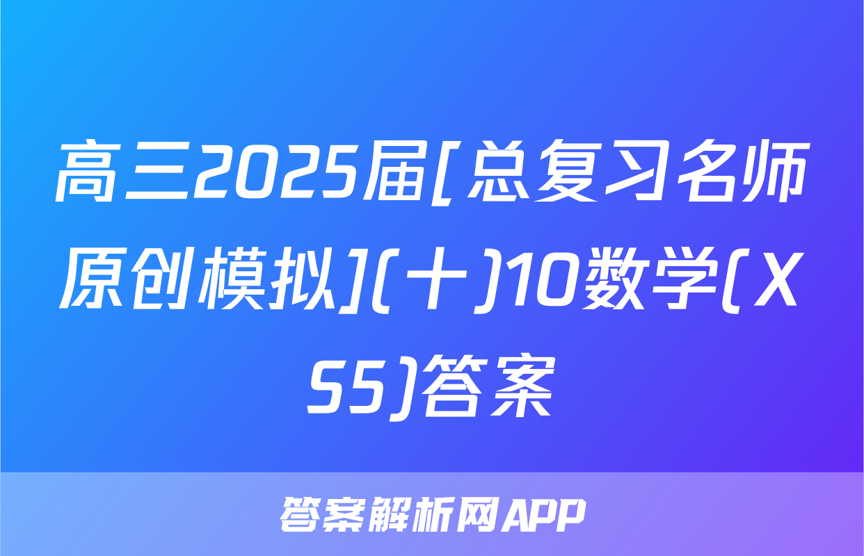 高三2025届[总复习名师原创模拟](十)10数学(XS5)答案