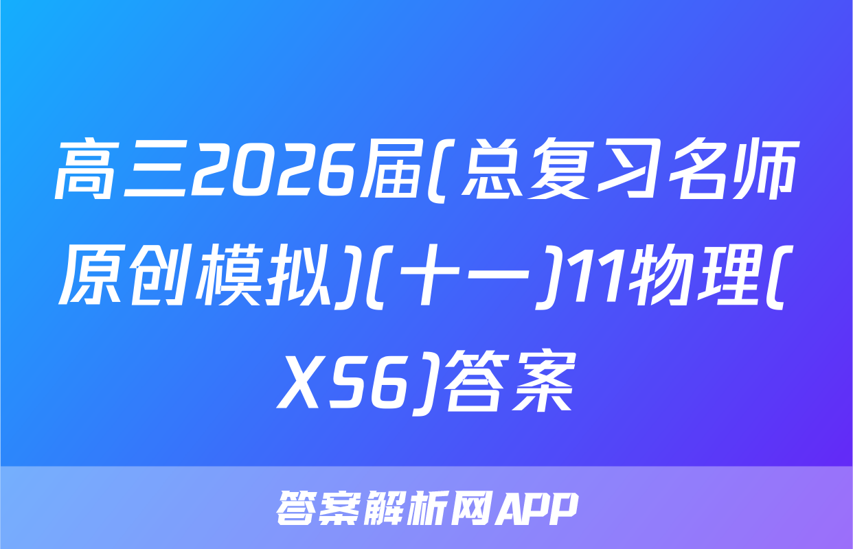 高三2026届(总复习名师原创模拟)(十一)11物理(XS6)答案