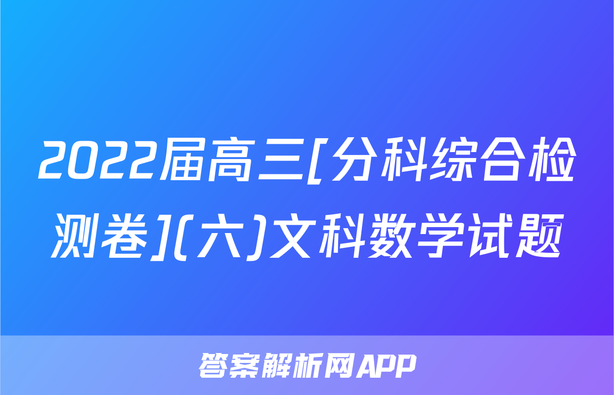 2022届高三[分科综合检测卷](六)文科数学试题
