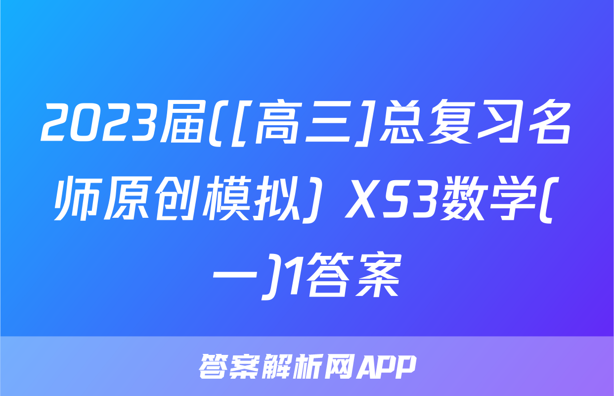 2023届([高三]总复习名师原创模拟) XS3数学(一)1答案