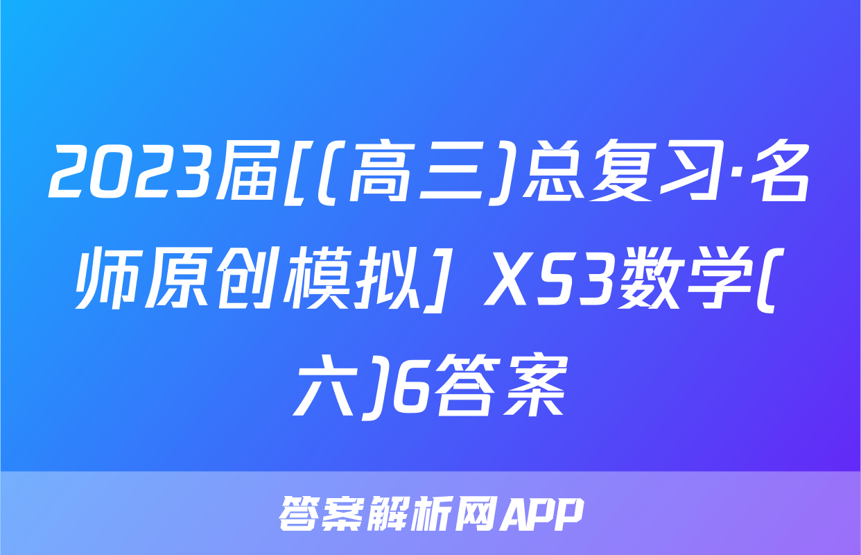 2023届[(高三)总复习·名师原创模拟] XS3数学(六)6答案