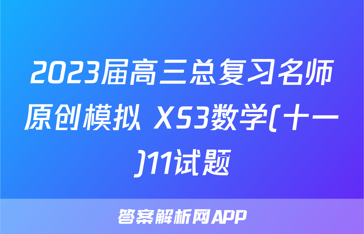 2023届高三总复习名师原创模拟 XS3数学(十一)11试题