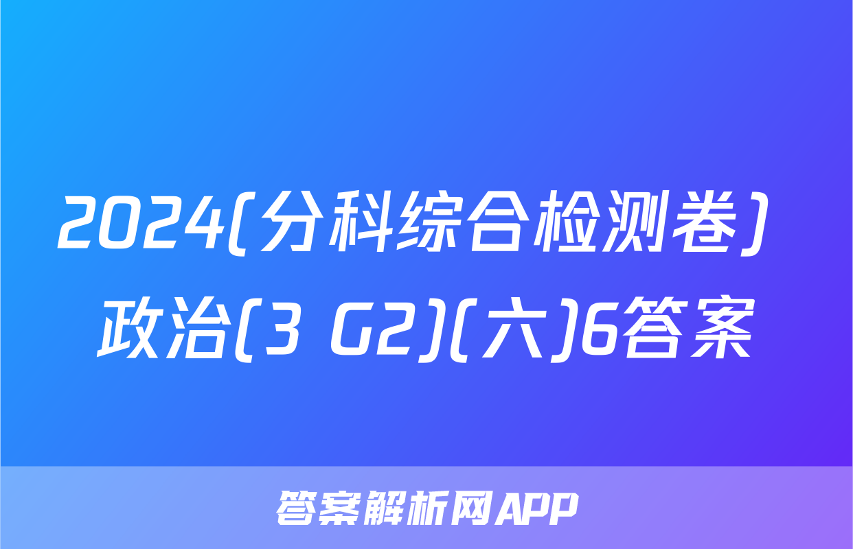 2024(分科综合检测卷) 政治(3 G2)(六)6答案