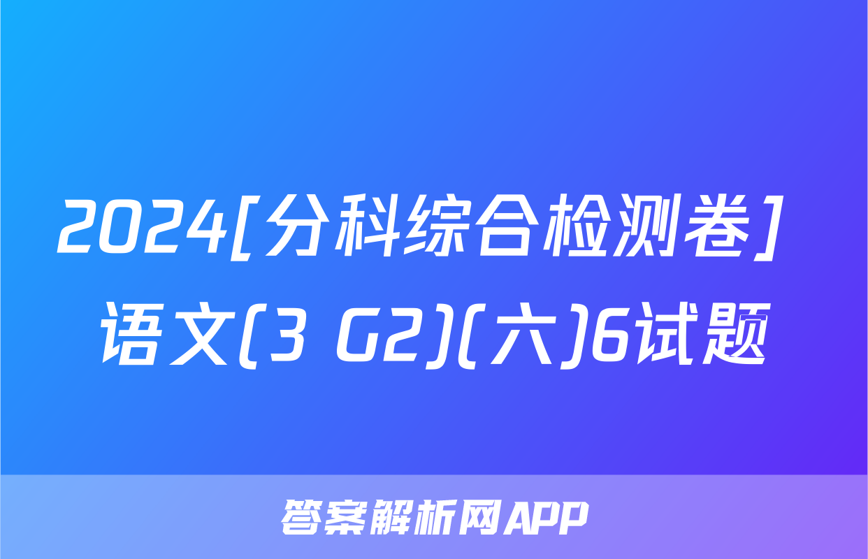 2024[分科综合检测卷] 语文(3 G2)(六)6试题
