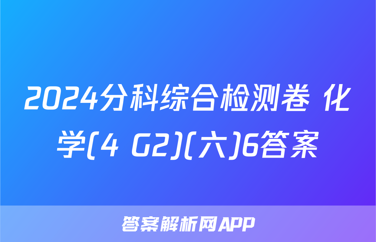 2024分科综合检测卷 化学(4 G2)(六)6答案