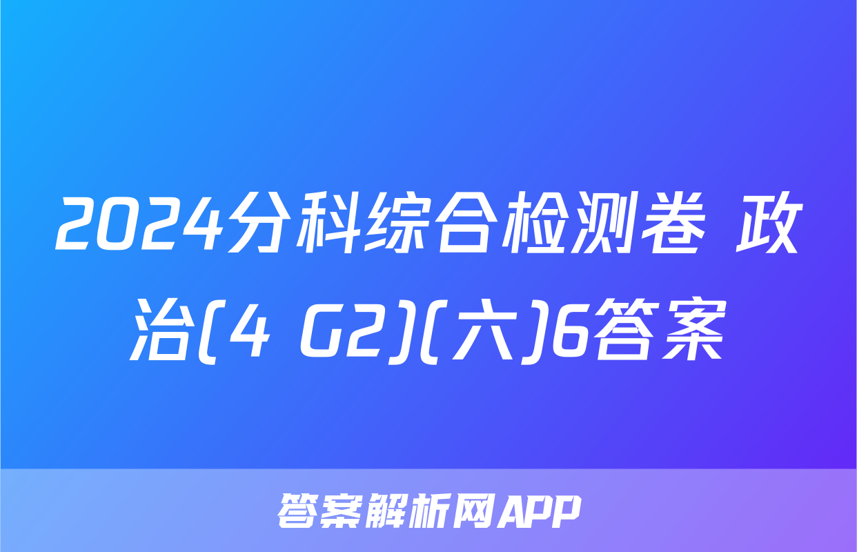 2024分科综合检测卷 政治(4 G2)(六)6答案