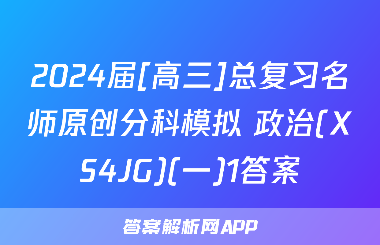 2024届[高三]总复习名师原创分科模拟 政治(XS4JG)(一)1答案