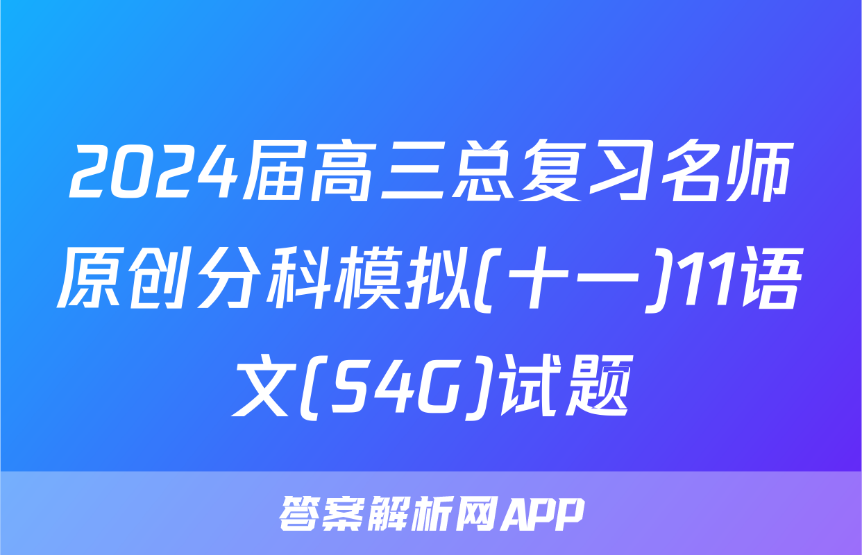 2024届高三总复习名师原创分科模拟(十一)11语文(S4G)试题