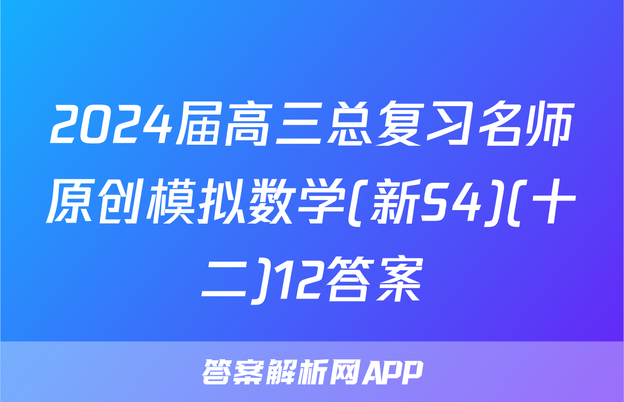 2024届高三总复习名师原创模拟数学(新S4)(十二)12答案