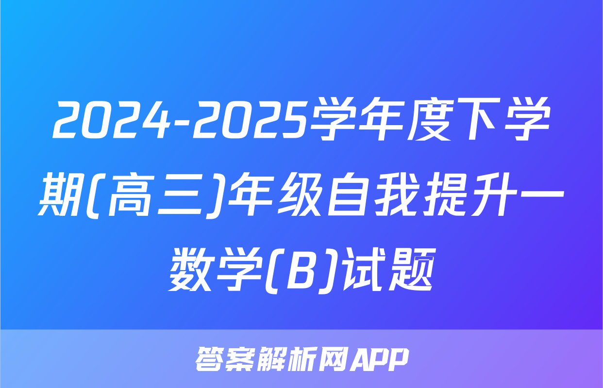 2024-2025学年度下学期(高三)年级自我提升一数学(B)试题
