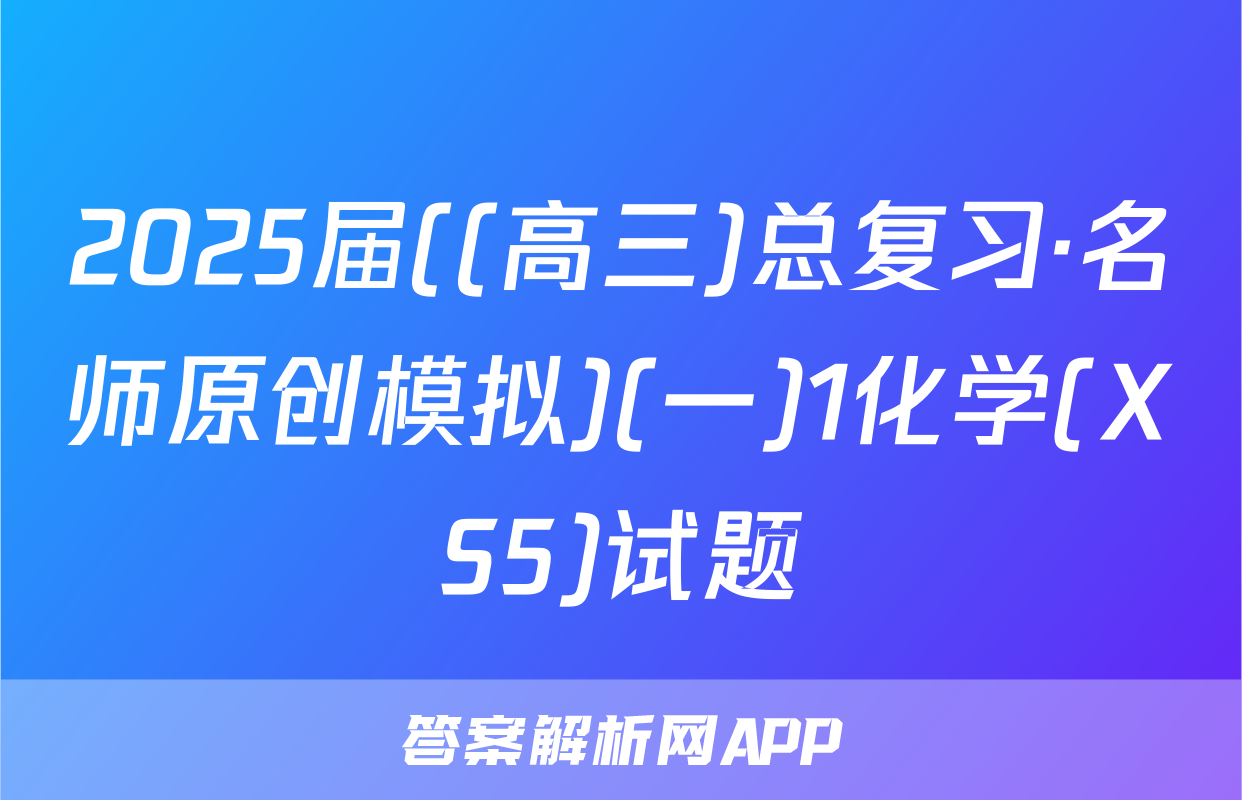 2025届((高三)总复习·名师原创模拟)(一)1化学(XS5)试题