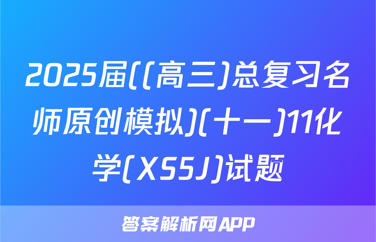 2025届((高三)总复习名师原创模拟)(十一)11化学(XS5J)试题
