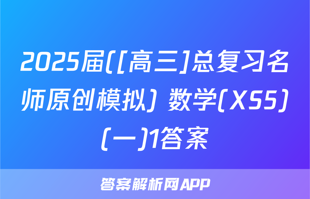 2025届([高三]总复习名师原创模拟) 数学(XS5)(一)1答案