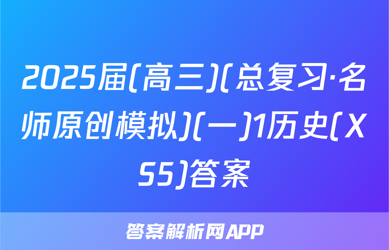 2025届(高三)(总复习·名师原创模拟)(一)1历史(XS5)答案