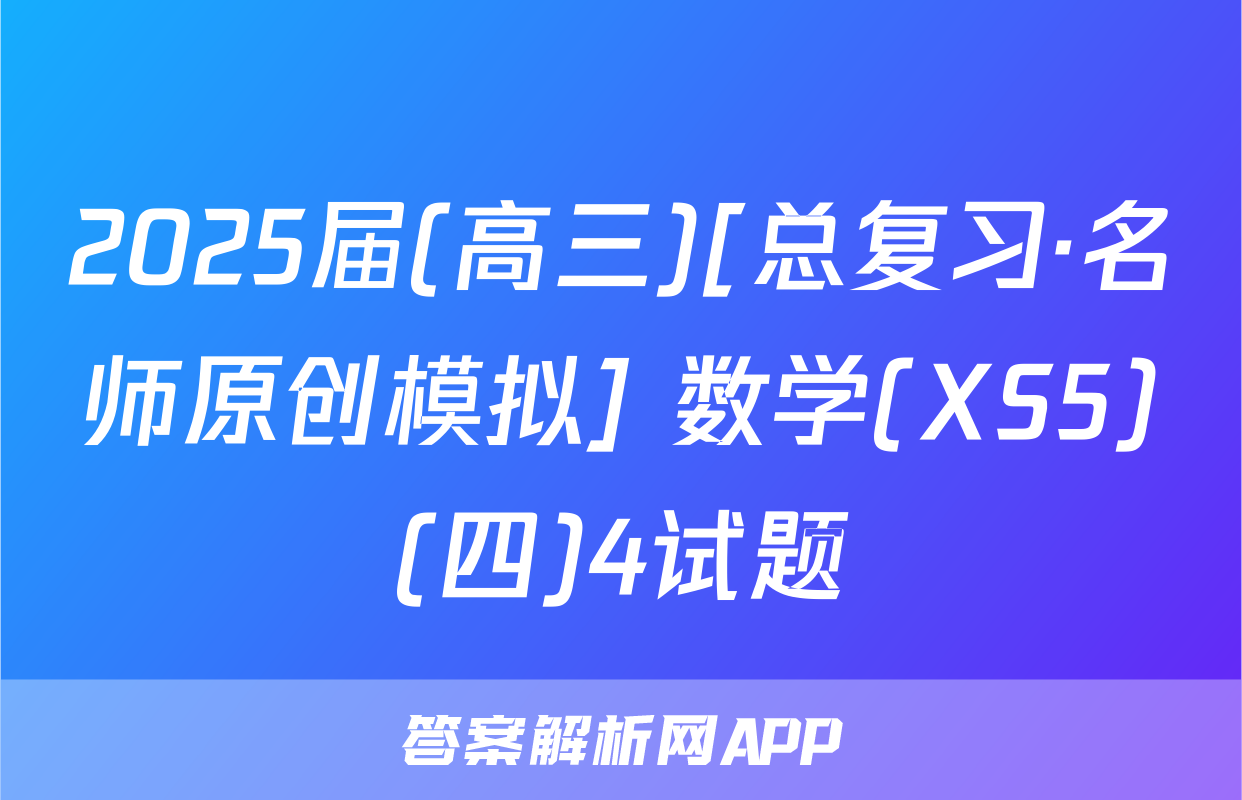 2025届(高三)[总复习·名师原创模拟] 数学(XS5)(四)4试题
