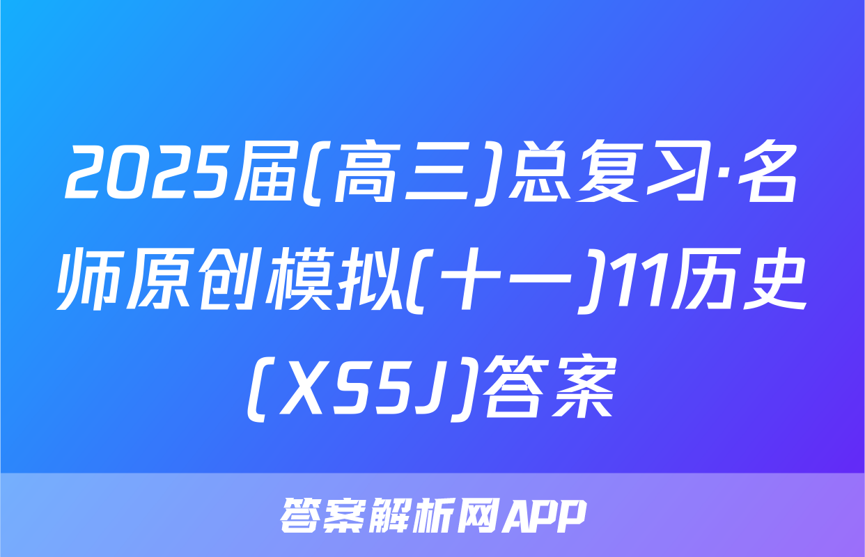 2025届(高三)总复习·名师原创模拟(十一)11历史(XS5J)答案