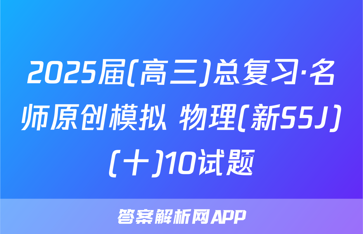 2025届(高三)总复习·名师原创模拟 物理(新S5J)(十)10试题