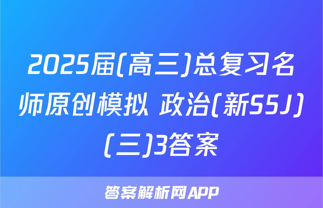2025届(高三)总复习名师原创模拟 政治(新S5J)(三)3答案