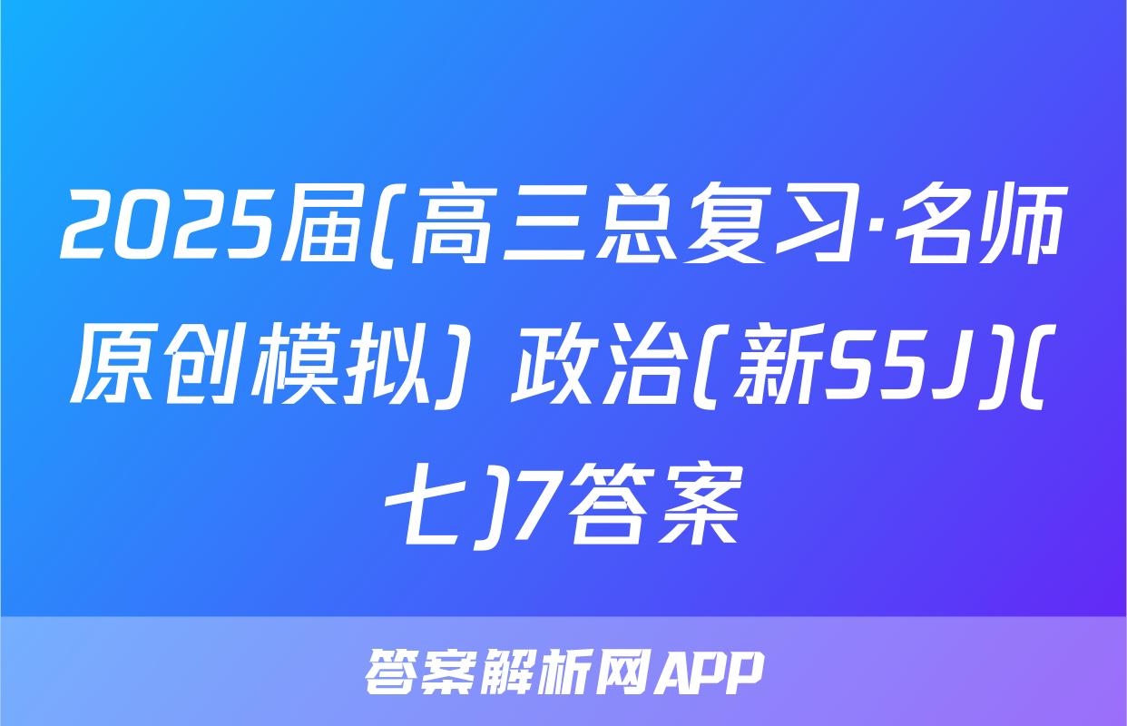 2025届(高三总复习·名师原创模拟) 政治(新S5J)(七)7答案