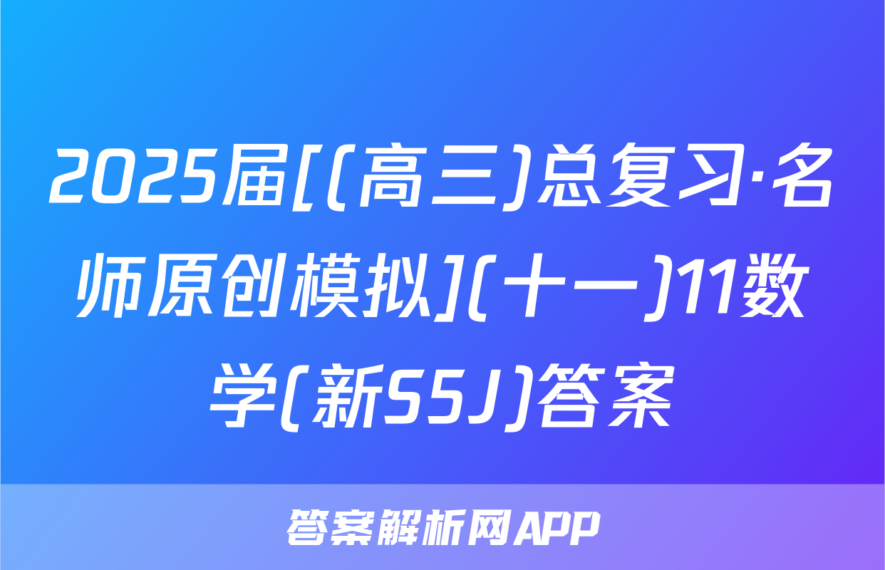 2025届[(高三)总复习·名师原创模拟](十一)11数学(新S5J)答案