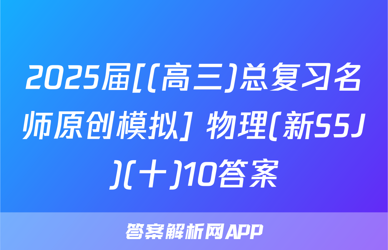 2025届[(高三)总复习名师原创模拟] 物理(新S5J)(十)10答案