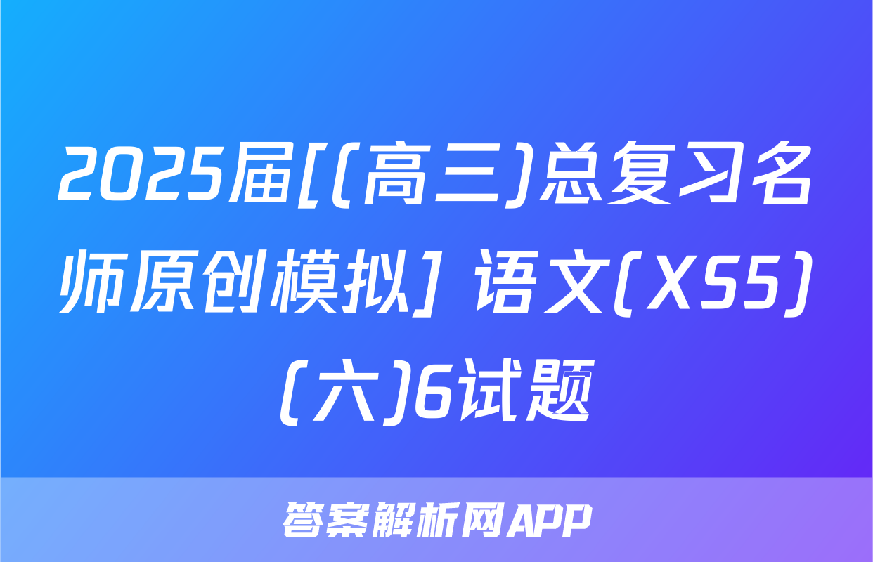 2025届[(高三)总复习名师原创模拟] 语文(XS5)(六)6试题