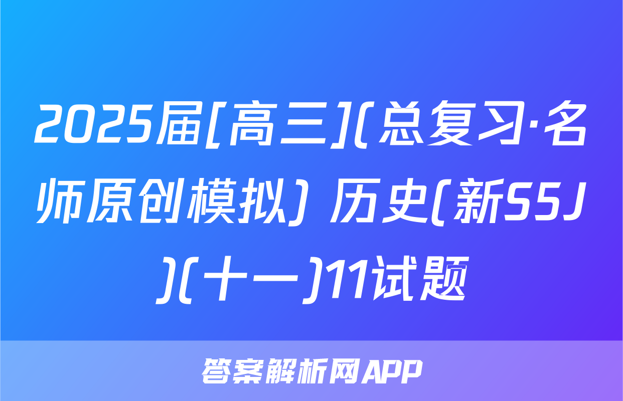 2025届[高三](总复习·名师原创模拟) 历史(新S5J)(十一)11试题