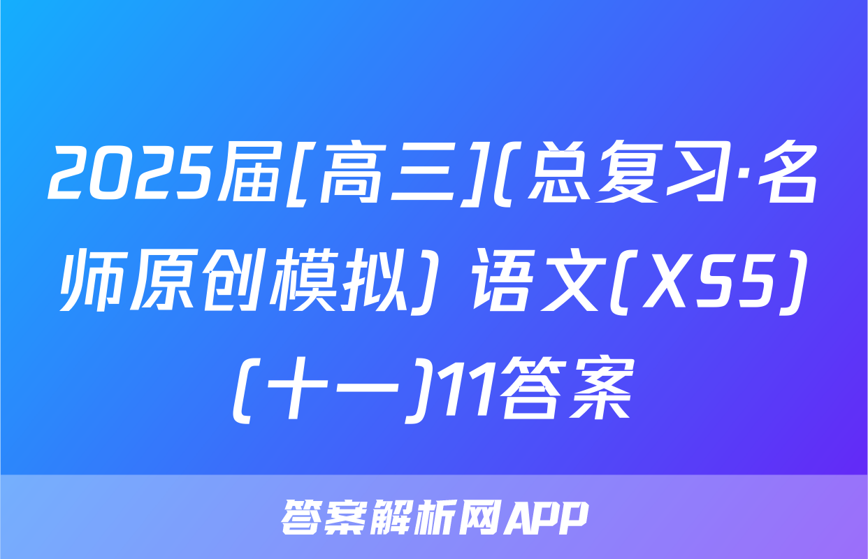2025届[高三](总复习·名师原创模拟) 语文(XS5)(十一)11答案