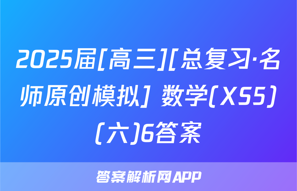 2025届[高三][总复习·名师原创模拟] 数学(XS5)(六)6答案