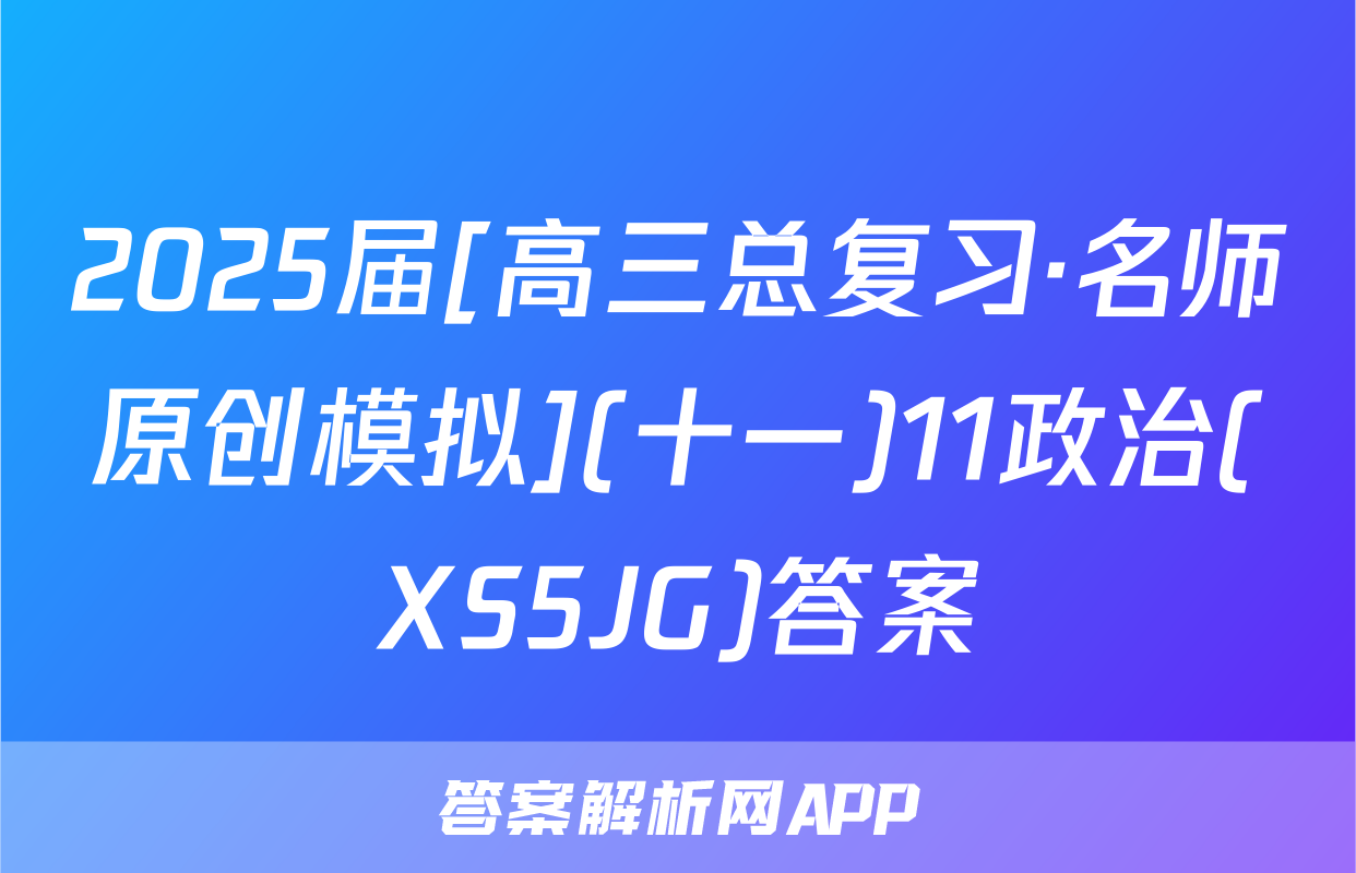 2025届[高三总复习·名师原创模拟](十一)11政治(XS5JG)答案