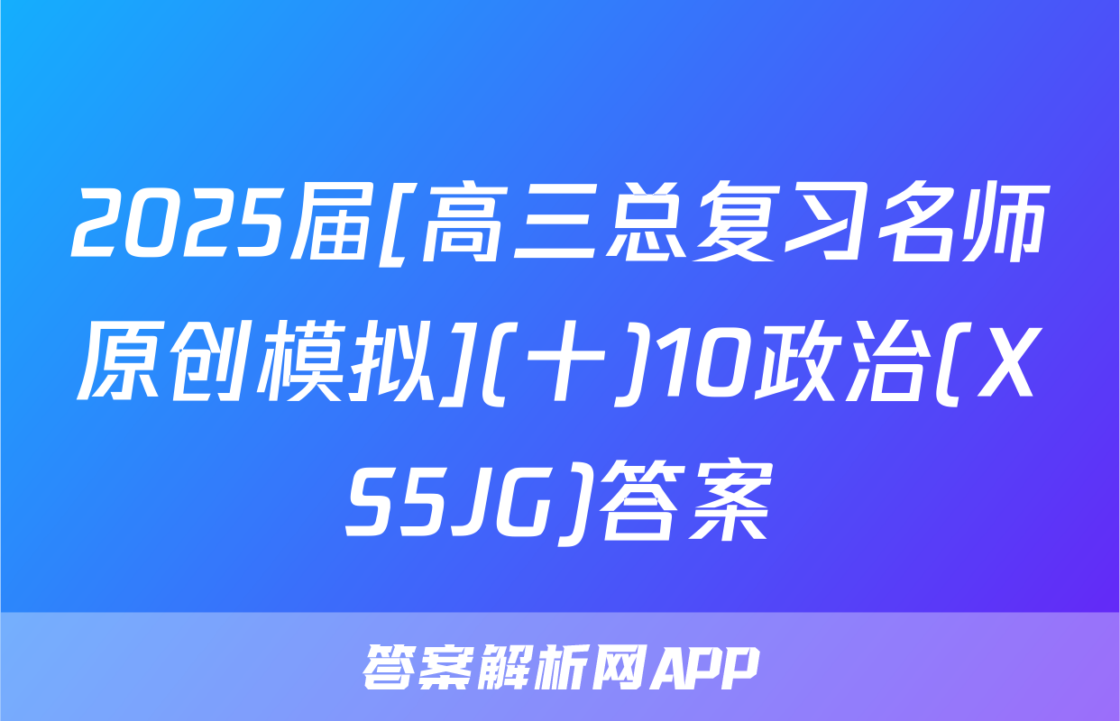2025届[高三总复习名师原创模拟](十)10政治(XS5JG)答案