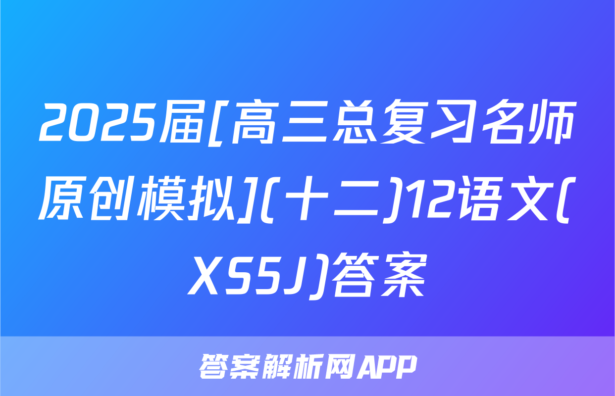2025届[高三总复习名师原创模拟](十二)12语文(XS5J)答案