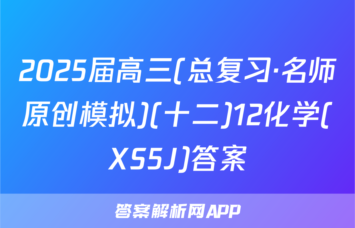 2025届高三(总复习·名师原创模拟)(十二)12化学(XS5J)答案