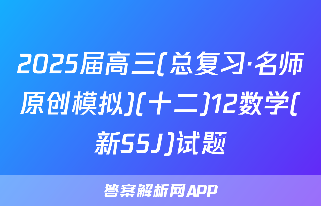 2025届高三(总复习·名师原创模拟)(十二)12数学(新S5J)试题