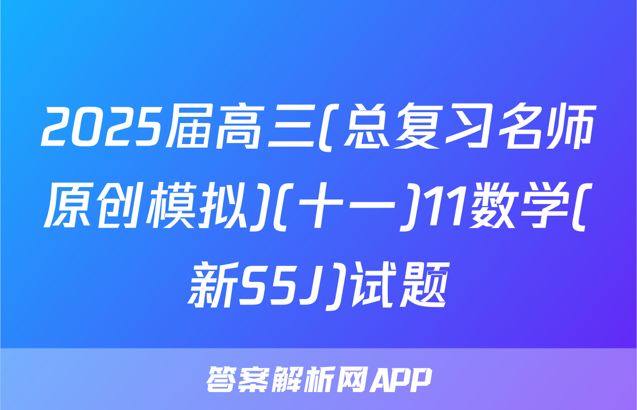 2025届高三(总复习名师原创模拟)(十一)11数学(新S5J)试题