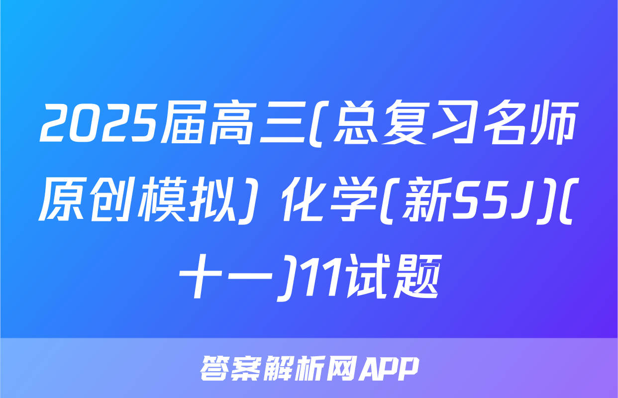 2025届高三(总复习名师原创模拟) 化学(新S5J)(十一)11试题